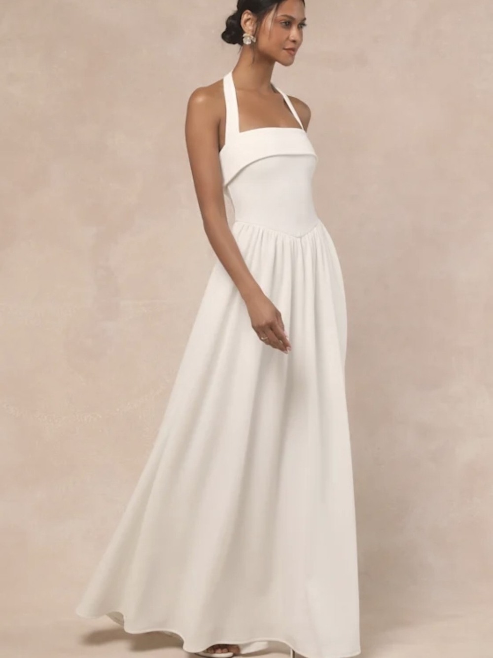 Lulu's White Halter Empire-Waist Wedding Gown - Picture 2 of 14